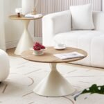 Mesa de chá estilo creme Nordic doméstico sala de estar sofá mesa lateral pequena combinação de apartamento combinação moderna de mesa de café redonda simples - 图片 3
