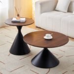 Mesa de chá estilo creme Nordic doméstico sala de estar sofá mesa lateral pequena combinação de apartamento combinação moderna de mesa de café redonda simples - 图片 2