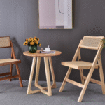 Cadeira de vime nórdica cadeira de rattan doméstica moderna simples cadeira de maquiagem cadeira de rattan dobrável de madeira maciça cadeira de rattan dobrável sem braços nórdica